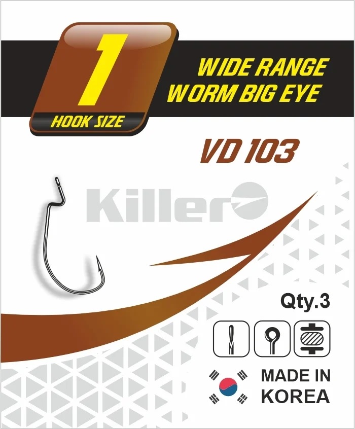 Крючок офсетный Killer Wide range worm big eye №8 арт.103