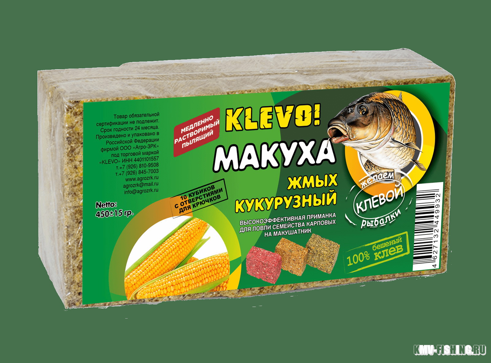 Макуха KLEVO Кукурузная кубики-10шт МАРЦИПАН 450г