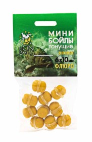 Бойлы МИНИ Lion Baits ФЛЮРО на резинке "АНАНАС" 6х10мм (10шт)