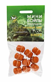 Бойлы МИНИ Lion Baits ФЛЮРО на резинке "ТИГРОВЫЙ ОРЕХ" 6х10мм (10шт)