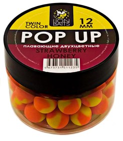 Бойлы Плавающие двухцветные Lion Baits 12мм "КЛУБНИКА-МЕД"