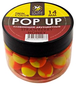 Бойлы Плавающие двухцветные Lion Baits 14мм "КЛУБНИКА-МЕД"