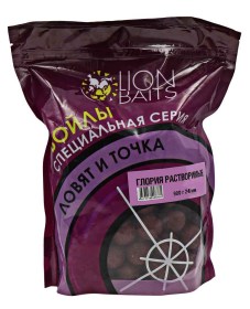Бойлы Растворимые Ловят и Точка Lion Baits ГЛОРИЯ 24мм "КЛУБНИКА КУПАЖ" 900 г.