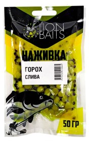 ГОРОХ Lion Baits "Наживка" натуральный "СЛИВА" 50г В ПАКЕТЕ