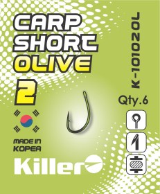 Крючок Killer CARP SHORT OLIVE №2 арт.10102 OL