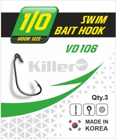 Крючок офсетный Killer Swim bait hook №1/0 арт.106
