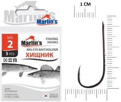 Крючок "Marlin's" BIG EYE BAITHOLDER № 2 5шт уп.10шт