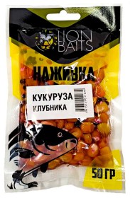 Кукуруза насадочная Lion Baits Наживка натуральная "КЛУБНИКА" 50г
