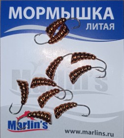 Мормышка литая "Marlin's" Личинка №2 0.93гр кр.Crown арт:7003-209 уп.10шт