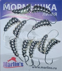 Мормышка литая "Marlin's" Личинка №4 3.19гр кр.Crown арт:7003-402 уп.10шт