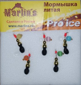 Мормышка литая "Marlin's"  Мураш №3 (0,79гр) серьга "кошачий глаз" арт:7001-313 уп.5шт