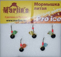 Мормышка литая "Marlin's"  Шар 5мм (0,69гр) серьга "кошачий глаз" арт:7000-313 уп.5шт