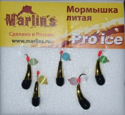 Мормышка литая "Marlin's"  Уралка №2 (1,22гр) серьга "кошачий глаз" арт:7002-213 уп.5шт