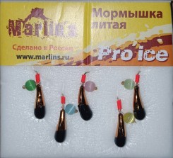 Мормышка литая "Marlin's"  Уралка №2 (1,22гр) серьга "кошачий глаз" арт:7002-219 уп.5шт