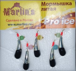 Мормышка литая "Marlin's"  Уралка №3 (2,35гр) серьга "кошачий глаз" арт:7002-312 уп.5шт