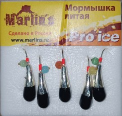 Мормышка литая "Marlin's"  Уралка №4 (4,26гр) серьга "кошачий глаз" арт:7002-412 уп.5шт