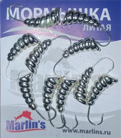 Мормышка литая "Marlin's" Личинка №4 3.19гр кр.Crown арт:7003-402 уп.10шт