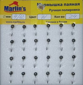 Мормышка паяная Marlin's Глазок 4,0мм/12 никель арт:1004-112 уп.24шт