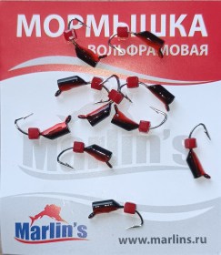 Мормышка вольфрам "Marlin's" Гвоздекубик рубин 2.5мм 0.65гр арт:7225-401 уп.10шт