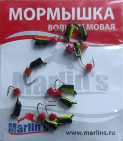 Мормышка вольфрам "Marlin's" Гвоздекубик рубин 2.5мм 0.65гр арт:7225-402 уп.10шт