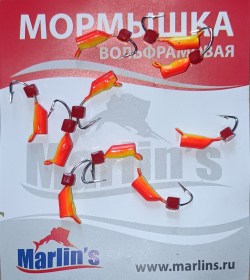 Мормышка вольфрам "Marlin's" Гвоздекубик рубин 2.5мм 0.65гр арт:7225-412 уп.10шт