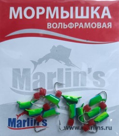 Мормышка вольфрам "Marlin's" Гвоздекубик рубин 2.5мм 0.65гр арт:7225-462 уп.10шт