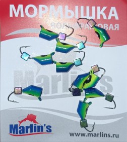 Мормышка вольфрам "Marlin's" Гвоздекубик син/желт + "бензин" 4мм 1.50гр арт:7240-262 уп.10шт