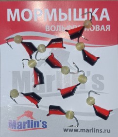 Мормышка вольфрам "Marlin's" Гвоздешарик чер/кр + кош.глаз 4мм 1.50гр арт:7240-101 уп.10шт