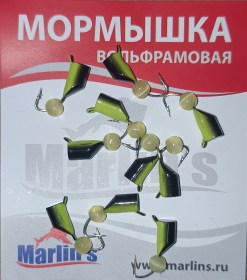 Мормышка вольфрам "Marlin's" Гвоздешарик чер/желт + кош.глаз 4мм 1.50гр арт:7240-102 уп.10шт