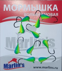 Мормышка вольфрам "Marlin's" Капля с ушком 4мм 1.05гр цв.005 1140-005 уп.10шт