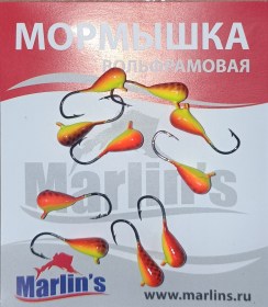 Мормышка вольфрам "Marlin's" Капля с ушком 4мм 1.05гр цв.007 1140 уп.10шт