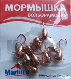 Мормышка вольфрам "Marlin's" Капля с ушком 6мм 3.00гр цв.C1160-CU уп.10шт