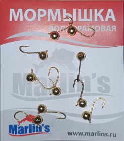 Мормышка вольфрам "Marlin's" Шар с ушком мелк. грань 4мм 0.65гр цв.1740-GO уп.10шт