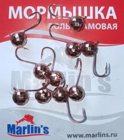 Мормышка вольфрам "Marlin's" Шар с ушком мелк. грань 7мм 3.10гр цв.1770-CU уп.10шт