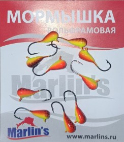 Мормышка вольфрам "Marlin's" Капля с ушком 4мм 1.05гр цв.007 1140 уп.10шт