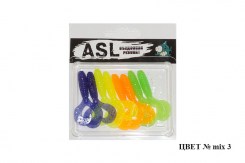 Съедобный силикон ASL «Дабл-Твистер» цв.mix 3 L- 10см (4″) уп.4шт