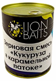 Зерновая смесь Lion Baits "КУКУРУЗА В КАРАМЕЛЬНОЙ ПАТОКЕ" 900мл Ж/Б