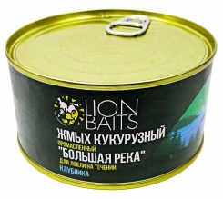 Жмых Lion Baits Кукурузный промасленный Большая река "КЛУБНИКА" 10шт Ж/Б