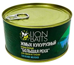 Жмых Lion Baits Кукурузный промасленный Большая река "ТОПЛЕНОЕ МОЛОКО" 10шт Ж/Б