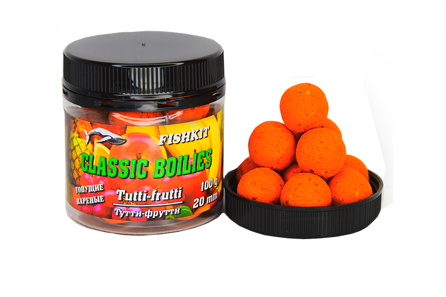 Бойлы "FISHKIT" Classic тонущие ТУТТИ-ФРУТТИ 20мм 100г