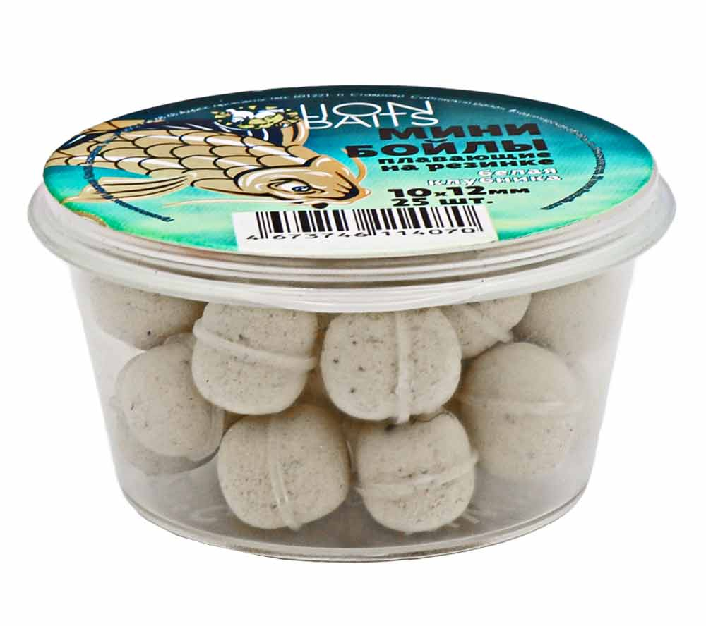 Бойлы МИНИ ПЛАВАЮЩИЕ Lion Baits на резинке 10х12ММ "КЛУБНИКА БЕЛАЯ" (25ШТ)