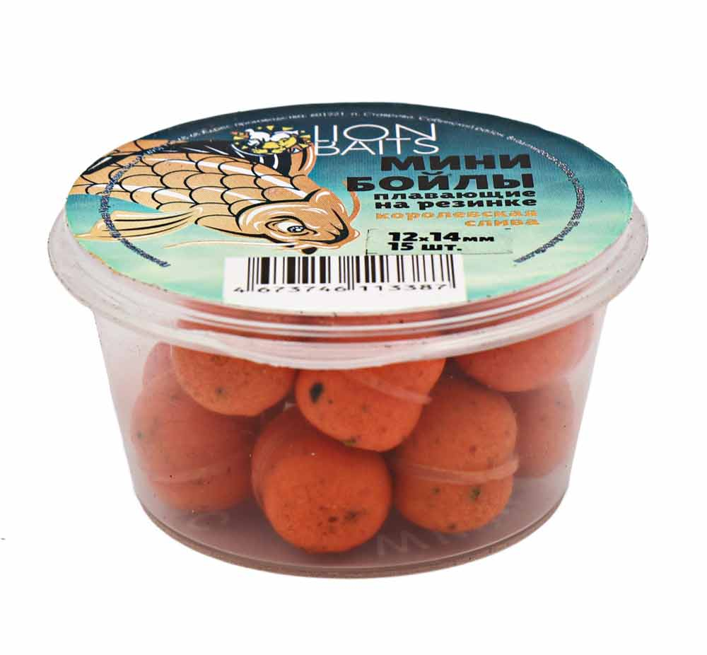 Бойлы МИНИ ПЛАВАЮЩИЕ Lion Baits на резинке "КОРОЛЕВСКАЯ СЛИВА" 12х14мм (15шт)
