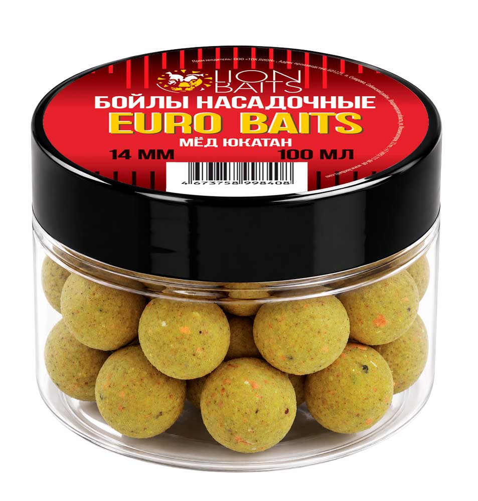 Бойлы НАСАДОЧНЫЕ Lion Baits Евро 14мм "МЕД ЮКАТАН" 100мл