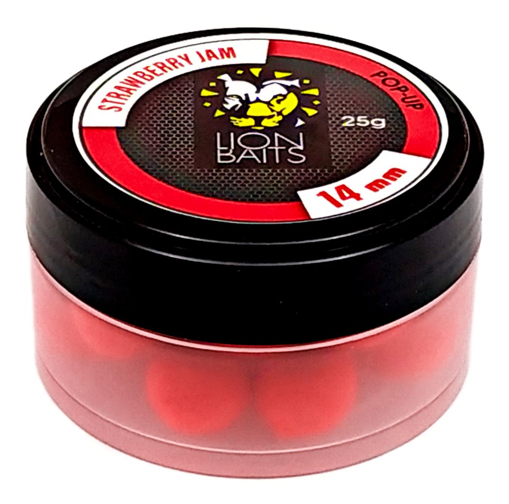 Бойлы Pop-Up Lion Baits 14 мм "КЛУБНИЧНЫЙ ДЖЕМ" 25 г
