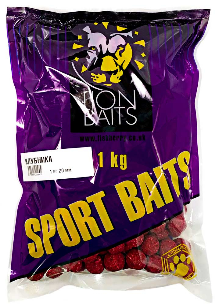 Бойлы Тонущие Lion Baits Спорт 20мм "КЛУБНИКА" 1кг
