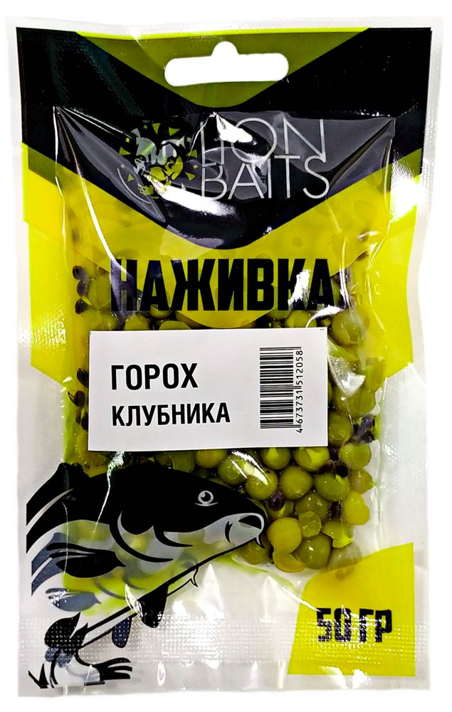 ГОРОХ Lion Baits "Наживка" натуральный "КЛУБНИКА" 50г В ПАКЕТЕ