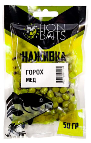 ГОРОХ Lion Baits "Наживка" натуральный "МЕД" 50г В ПАКЕТЕ