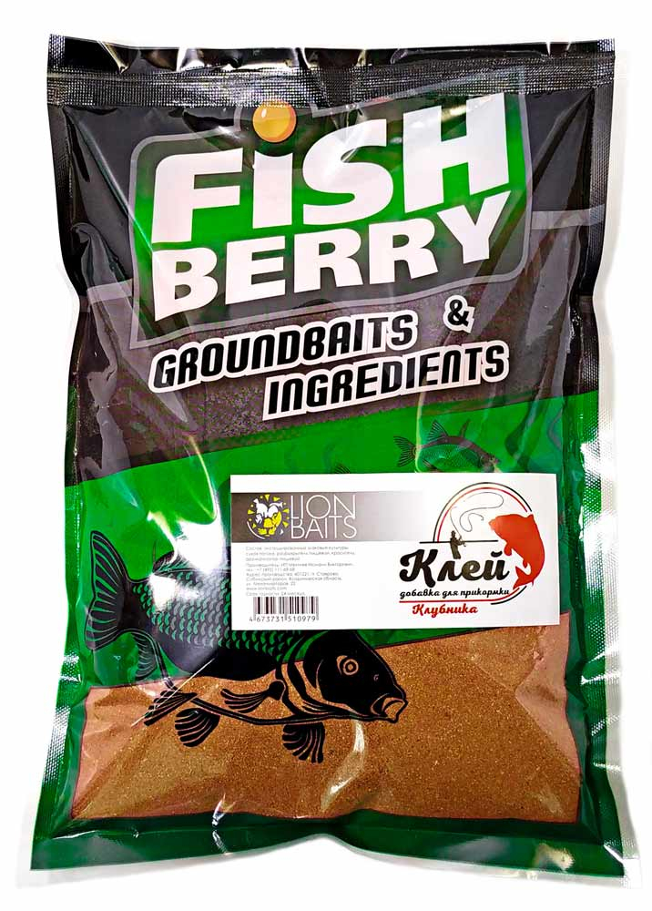 Клей-добавка для прикормки Lion Baits "КЛУБНИКА" 500г