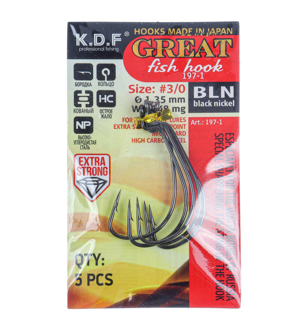 Крючки офсетные KDF Great Fish Hook 197-1 №3/0