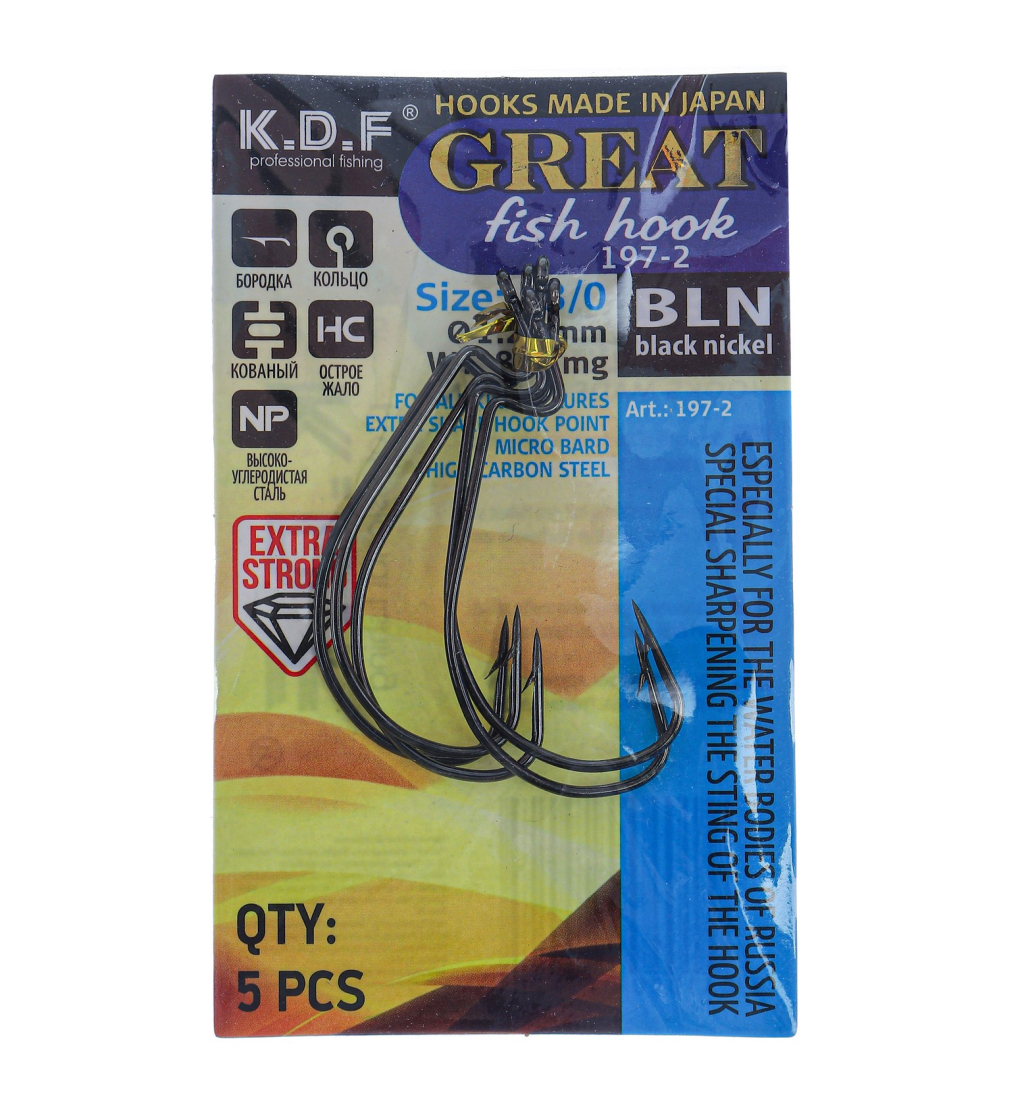 Крючки офсетные KDF Great Fish Hook 197-2 №3/0